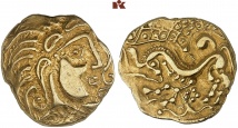 PARISII. AV-Stater, um 60 v. Chr.; 6.80 g. Delestrée/Tache 83; Colbert de Beaulieu Fig. 16, 24; Sills 476.