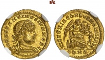 Constantinus I., 306-337 für Constantinus II. AV-1 1/2 Scripula, 336/337, Constantinopolis; 1.82 g. RIC 120.