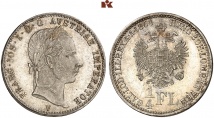 Franz Josef I., 1848-1916. 1/4 Gulden 1864 V, Venedig. 5,31 g. J. 327.