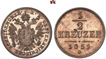 Franz Josef I., 1848-1916. Ku.-1/2 Kreuzer 1851 G, Nagybanya. 2,77 g. J. 285.