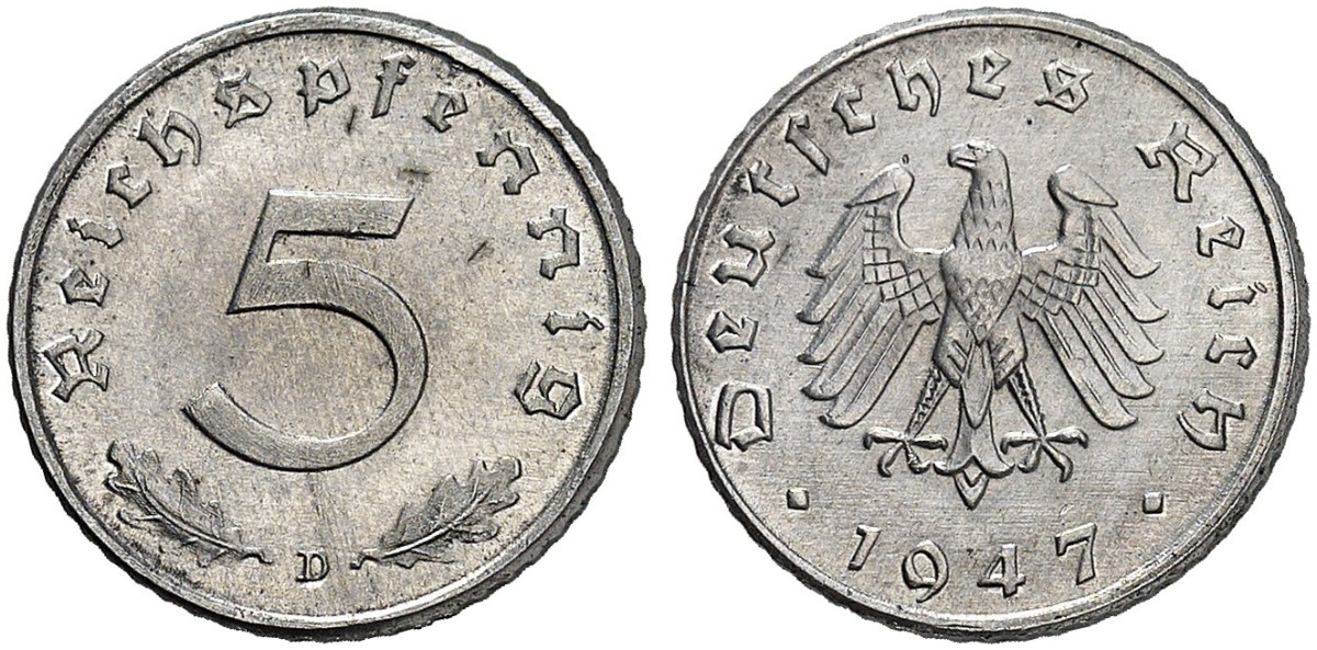 5 Reichspfennig 1947 D, zu J. 374.