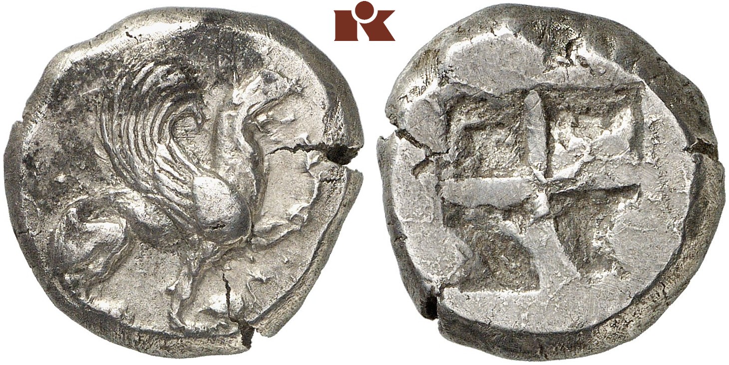 TEOS. AR-Stater, 510/490 v. Chr.; 11.34 g. Balcer in SNR 47, 1968, 15.