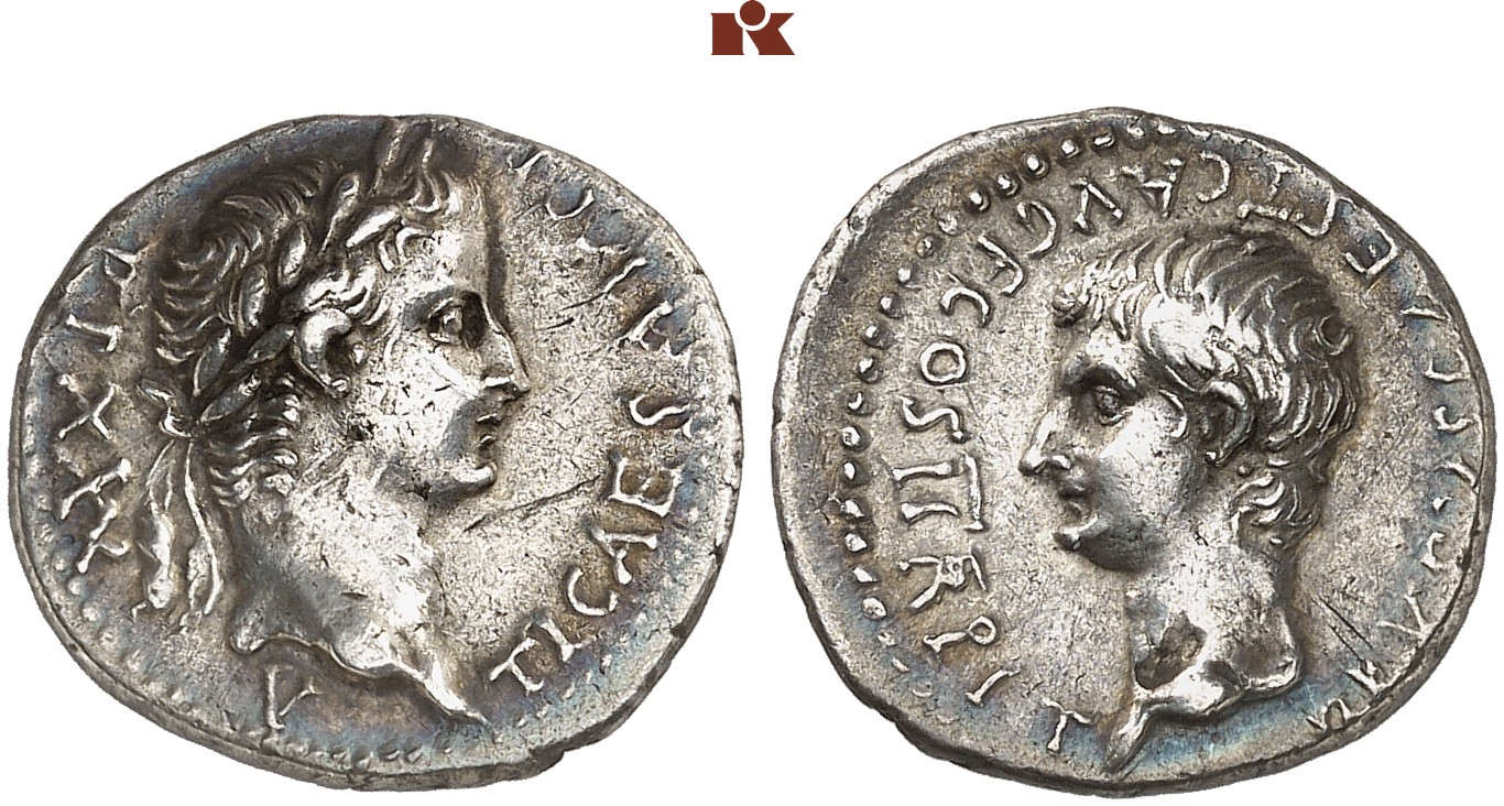 Tiberius, 14-37 und Drusus. AR-Drachme, 33/34, Caesarea (Cappadocia); 3 ...