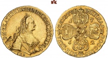 Katharina II., 1762-1796. 5 Rubel 1762, St. Petersburg. Bitkin 6 (R1); Diakov 3 (R2); Fb. 130.