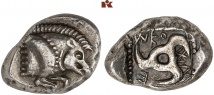Ekuwemi. AR-Stater, 480/460 v. Chr., unbestimmte Münzstätte; 9,03 g. Müseler III, 8 (dies Exemplar).