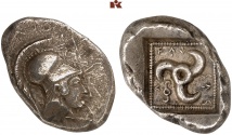 Wekhssere I. AR-Stater, 440/430 v. Chr., unbestimmte Münzstätte (Tlos?); 8.24 g. Müseler V, 12 (dies Exemplar); Müseler in Gephyra 17 (2019), I.1.8.c (dies Exemplar).