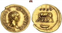 Vespasianus, 69-79 für Domitianus. AV-Aureus, 77/78, Rom; 7,31 g. BMC 237; Calicó 820; Coh. 50; RIC² 960.