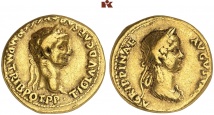 Claudius, 41-54, und Agrippina filia. AV-Aureus, 50/54, Rom; 7.70 g. BMC 72; Calicó 396; Coh. 3; RIC² 80.