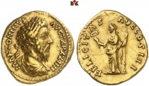 Antoninus II. Marcus Aurelius, 161-180. AV-Aureus, 169/170, Rom; 7.07 g. RIC 217 a; BMC -; Coh. 180; Calicó 1854.