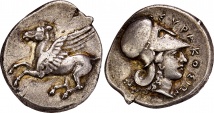 SYRAKUS. Republik, 336-317 v. Chr. AR-Stater, 341/317 v. Chr.; 8.66 g. Calciati, Pegasi 2.