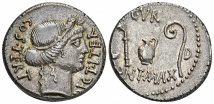 C. Julius Caesar, † 44 v. Chr. AR-Denar, 46 v. Chr., sizilische Münzstätte; 3,95 g. Bab. 16; BMC 21; Crawf. 467/1 a; Sear 57; Syd. 1023.