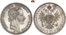 Franz Josef I., 1848-1916. Doppelgulden 1860 A, Wien. 24,66 g. Dav. 22; J. 329; Kahnt 354; Thun 453.